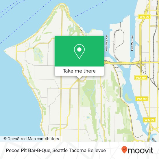 Mapa de Pecos Pit Bar-B-Que, 4400 35th Ave SW Seattle, WA 98126