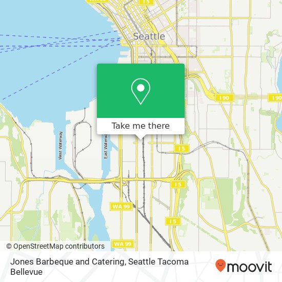 Mapa de Jones Barbeque and Catering, 2454 Occidental Ave S Seattle, WA 98134