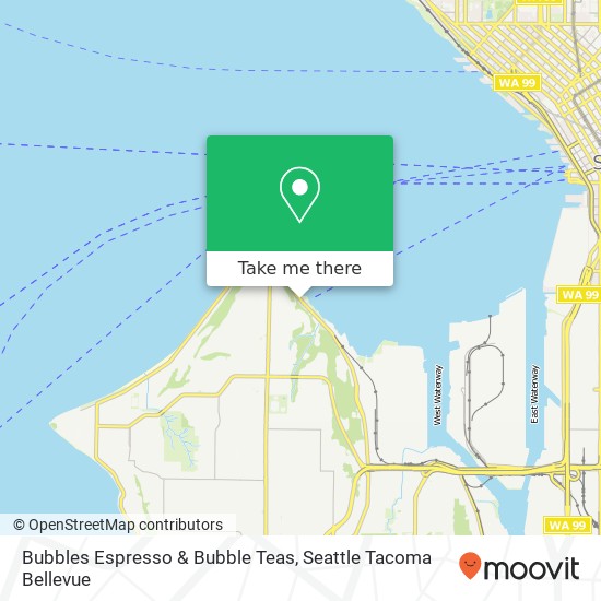 Mapa de Bubbles Espresso & Bubble Teas, 1619 Harbor Ave SW Seattle, WA 98126