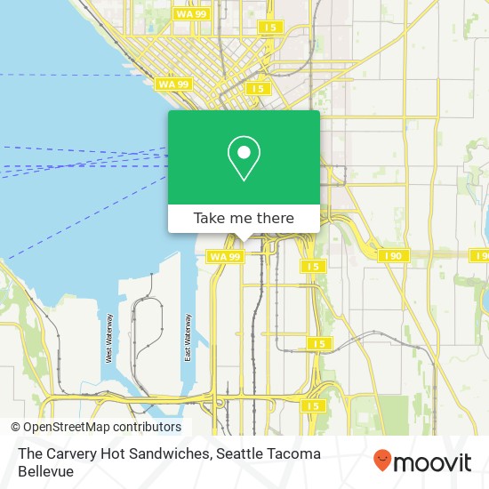 Mapa de The Carvery Hot Sandwiches, 1250 1st Ave S Seattle, WA 98134