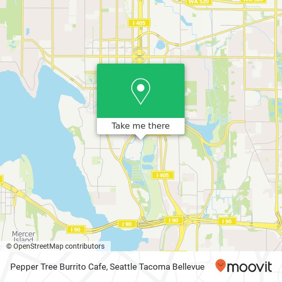 Mapa de Pepper Tree Burrito Cafe, 1450 114th Ave SE Bellevue, WA 98004