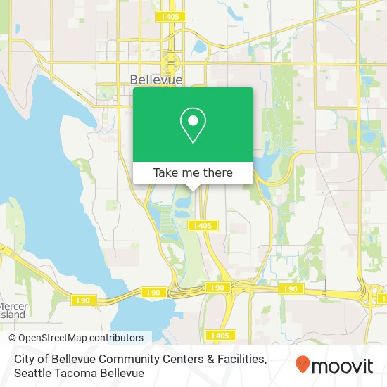 Mapa de City of Bellevue Community Centers & Facilities, 1625 118th Ave SE Bellevue, WA 98005