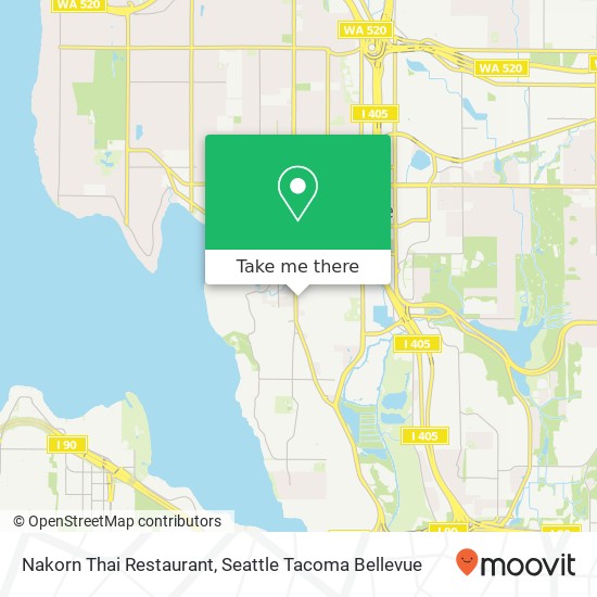 Mapa de Nakorn Thai Restaurant, 530 Bellevue Way SE Bellevue, WA 98004