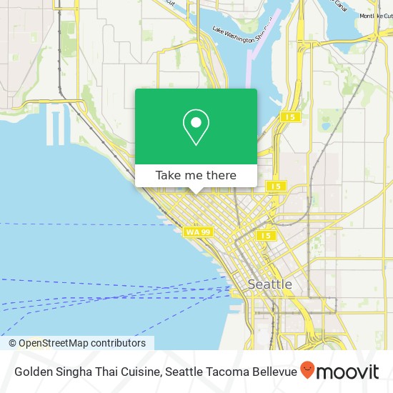 Mapa de Golden Singha Thai Cuisine, 425 Cedar St Seattle, WA 98121
