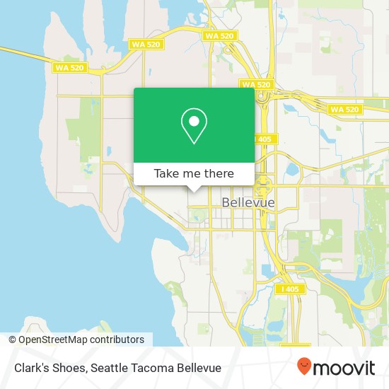 Mapa de Clark's Shoes, Bellevue, WA 98004