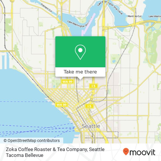 Mapa de Zoka Coffee Roaster & Tea Company, 351 Boren Ave N Seattle, WA 98109