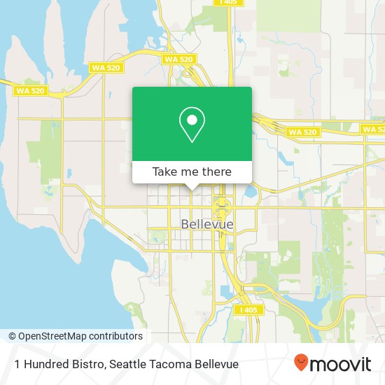 Mapa de 1 Hundred Bistro, 1020 108th Ave NE Bellevue, WA 98004