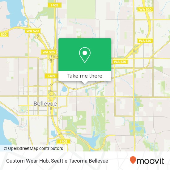 Mapa de Custom Wear Hub, 12748 Bel Red Rd Bellevue, WA 98005