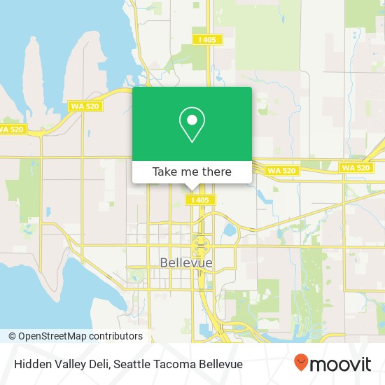 Mapa de Hidden Valley Deli, 1750 112th Ave NE Bellevue, WA 98004