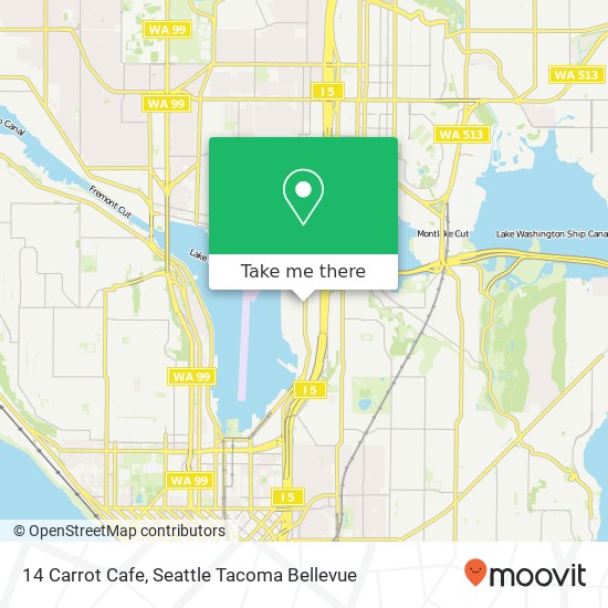Mapa de 14 Carrot Cafe, 2305 Eastlake Ave E Seattle, WA 98102