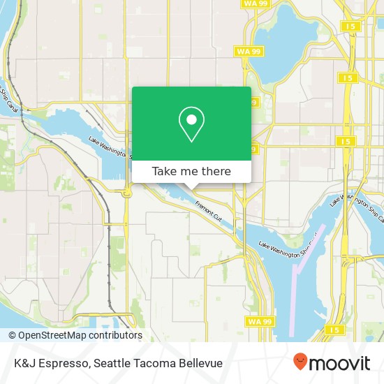 Mapa de K&J Espresso, 3623 Leary Way NW Seattle, WA 98107