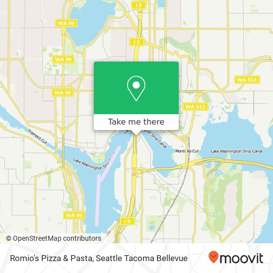 Mapa de Romio's Pizza & Pasta, 3218 Eastlake Ave E Seattle, WA 98102