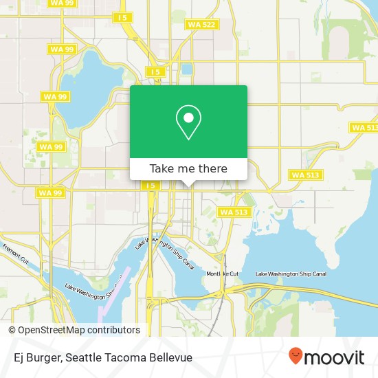 Mapa de Ej Burger, 4510 University Way NE Seattle, WA 98105