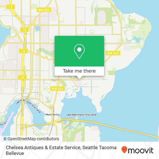 Mapa de Chelsea Antiques & Estate Service, 3622 NE 45th St Seattle, WA 98105