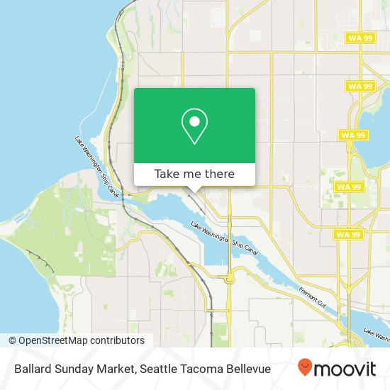 Mapa de Ballard Sunday Market, 5345 Ballard Ave NW Seattle, WA 98107