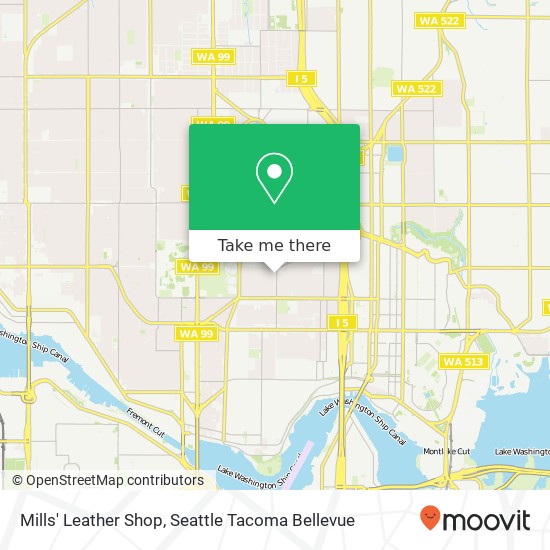 Mapa de Mills' Leather Shop, 1857 N 54th St Seattle, WA 98103