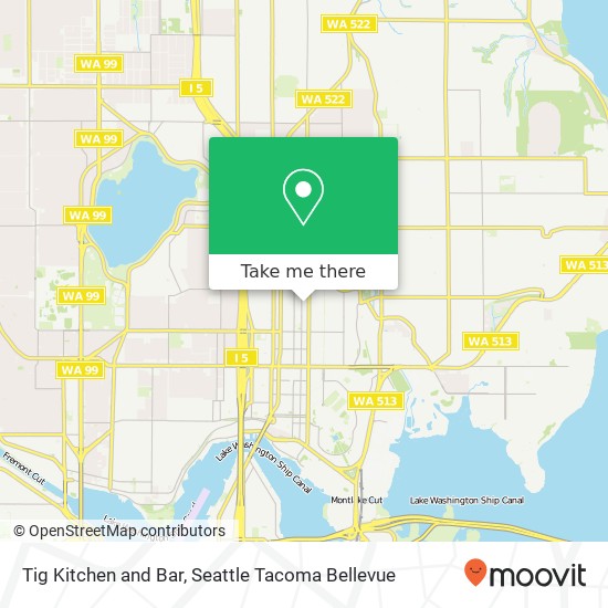 Mapa de Tig Kitchen and Bar, 5240 University Way NE Seattle, WA 98105
