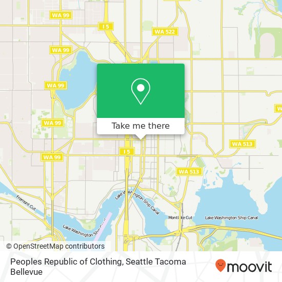 Mapa de Peoples Republic of Clothing, 4749 Roosevelt Way NE Seattle, WA 98105