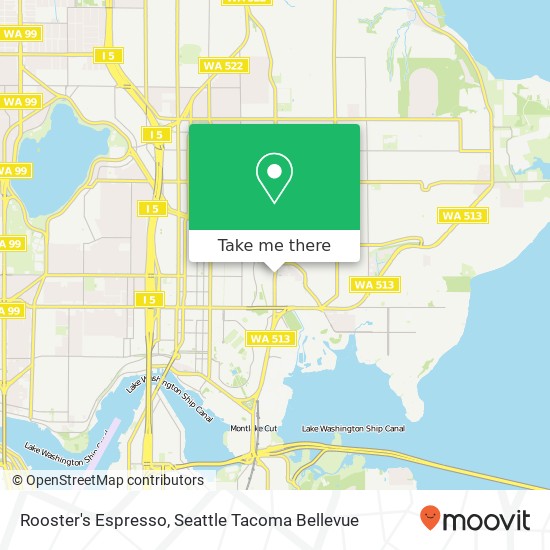 Mapa de Rooster's Espresso, 5001 25th Ave NE Seattle, WA 98105