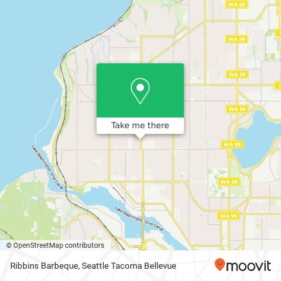 Mapa de Ribbins Barbeque, 6701 15th Ave NW Seattle, WA 98117