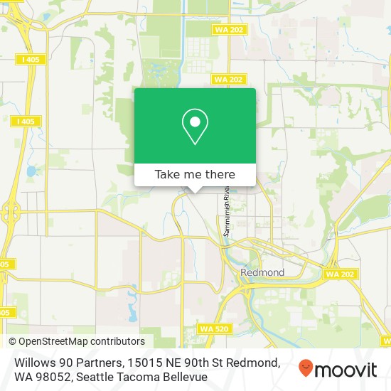 Mapa de Willows 90 Partners, 15015 NE 90th St Redmond, WA 98052