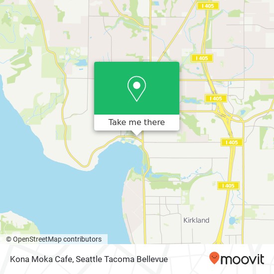 Mapa de Kona Moka Cafe, 9714 NE Juanita Dr Kirkland, WA 98034