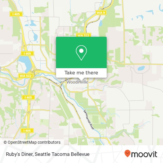 Mapa de Ruby's Diner, 13706 NE 175th St Woodinville, WA 98072