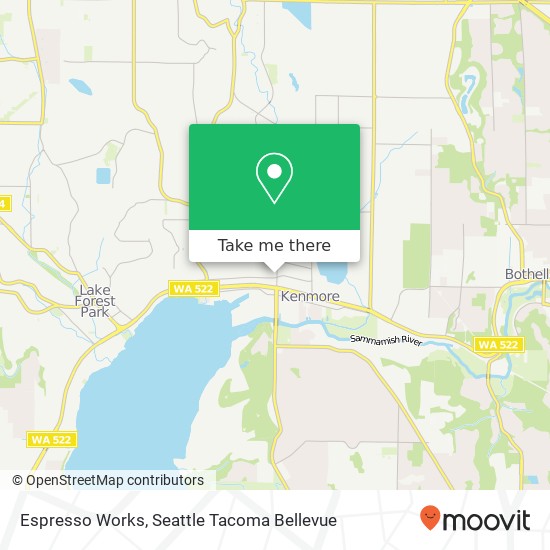 Mapa de Espresso Works, 6734 NE 181st St Kenmore, WA 98028