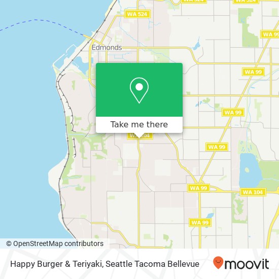 Mapa de Happy Burger & Teriyaki, 23029 100th Ave W Edmonds, WA 98020