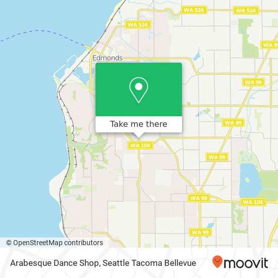 Mapa de Arabesque Dance Shop, 22811 100th Ave W Edmonds, WA 98020