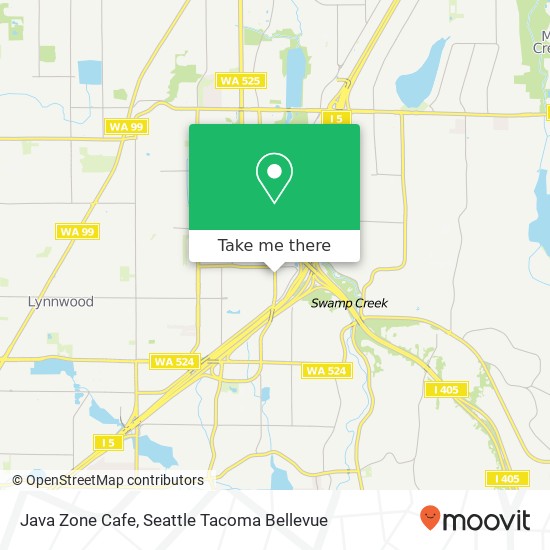 Mapa de Java Zone Cafe, 18505 Alderwood Mall Pkwy Lynnwood, WA 98037