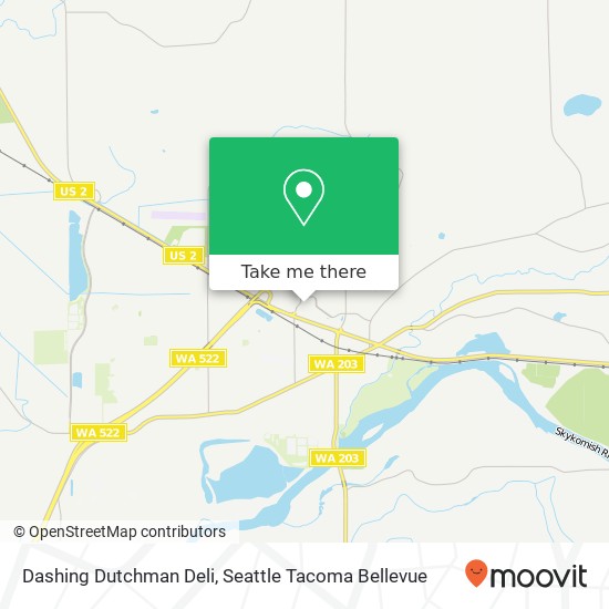 Mapa de Dashing Dutchman Deli, 14957 North Kelsey St, Ste 107 Monroe, WA 98272