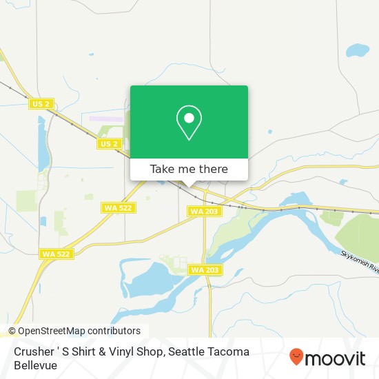 Mapa de Crusher ' S Shirt & Vinyl Shop, 18960 State Route 2 Monroe, WA 98272