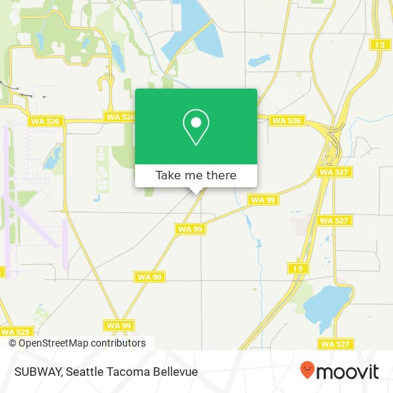 Mapa de SUBWAY, 9640 Evergreen Way Everett, WA 98204