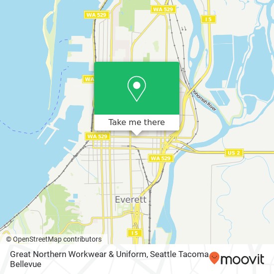 Mapa de Great Northern Workwear & Uniform, 2213 Everett Ave Everett, WA 98201