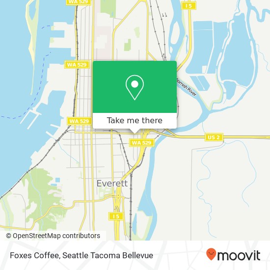 Mapa de Foxes Coffee, 2802 Hewitt Ave Everett, WA 98201