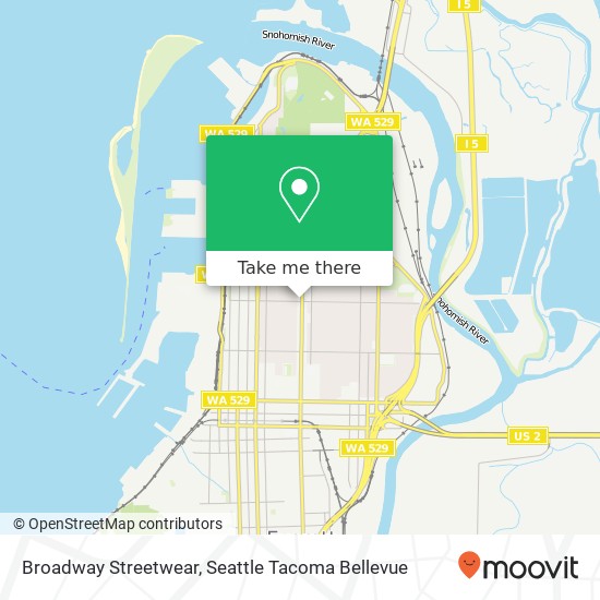 Mapa de Broadway Streetwear, 1832 Broadway Everett, WA 98201