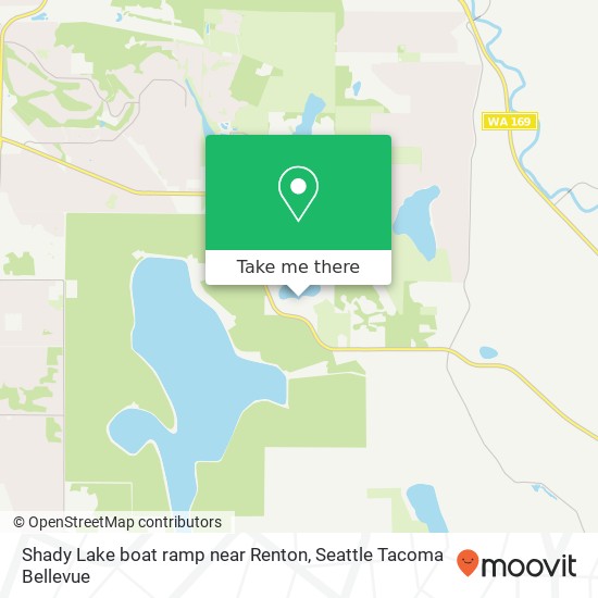 Shady Lake boat ramp near Renton map