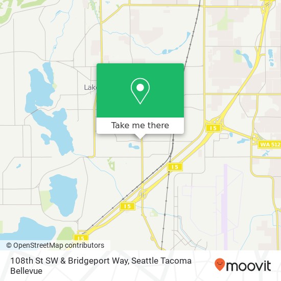 108th St SW & Bridgeport Way map