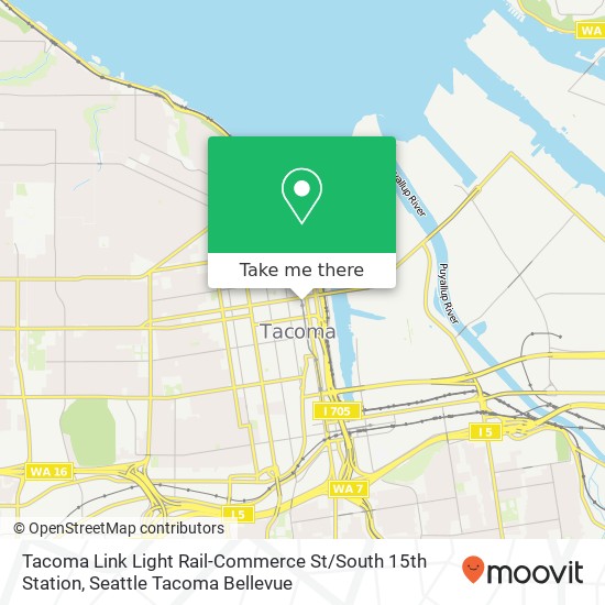 Mapa de Tacoma Link Light Rail-Commerce St / South 15th Station