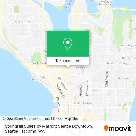 Mapa de SpringHill Suites by Marriott Seattle Downtown