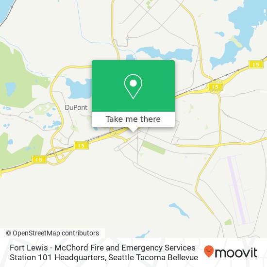 Fort Lewis - McChord Fire and Emergency Services Station 101 Headquarters map