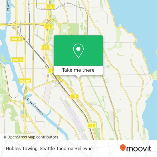 Hubies Towing map