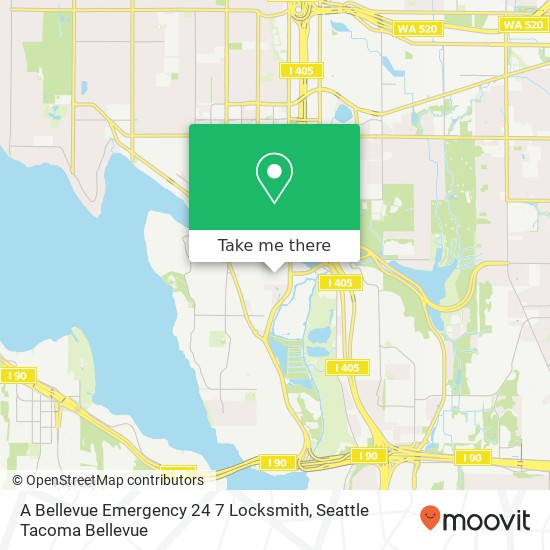 A Bellevue Emergency 24 7 Locksmith map
