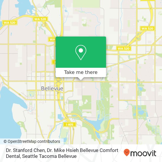 Mapa de Dr. Stanford Chen, Dr. Mike Hsieh Bellevue Comfort Dental