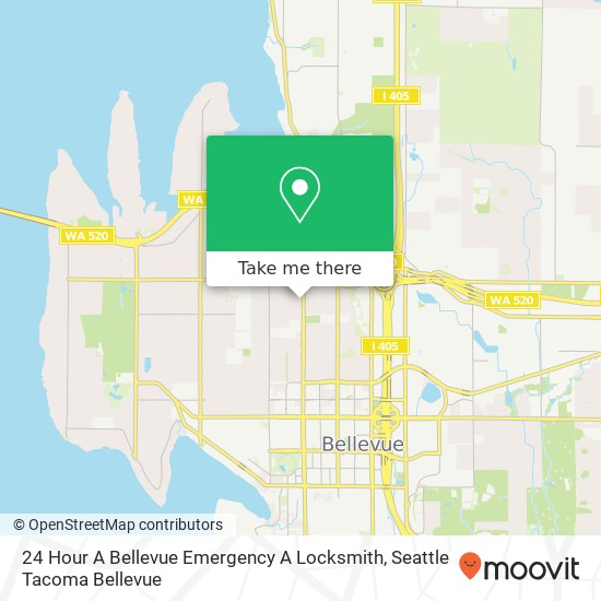 Mapa de 24 Hour A Bellevue Emergency A Locksmith