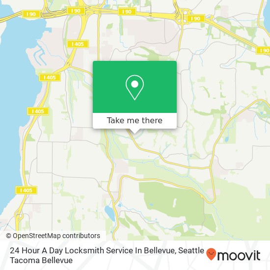 24 Hour A Day Locksmith Service In Bellevue map