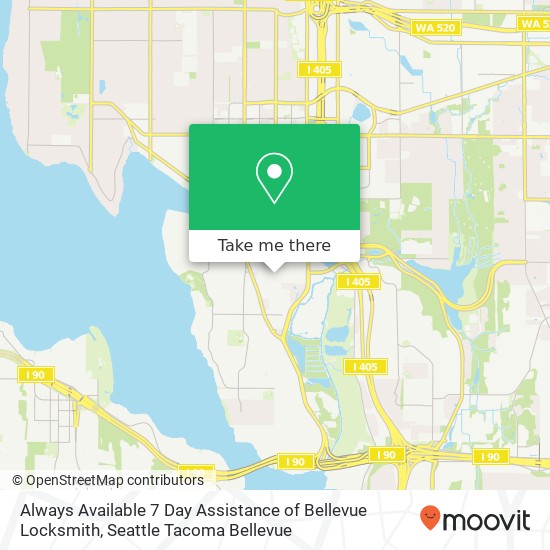 Always Available 7 Day Assistance of Bellevue Locksmith map