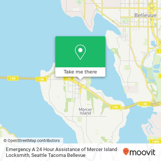 Emergency A 24 Hour Assistance of Mercer Island Locksmith map
