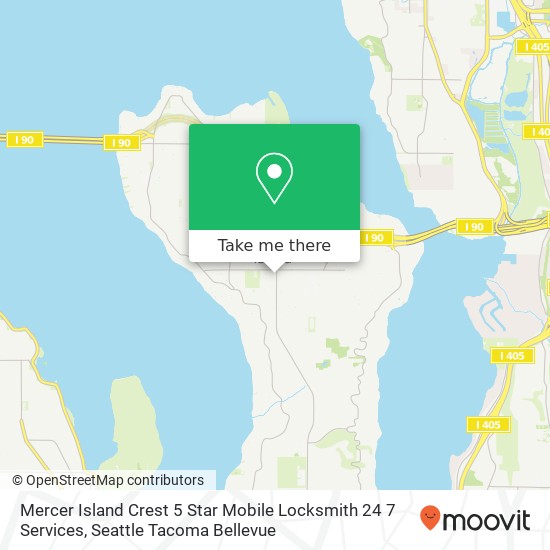 Mercer Island Crest 5 Star Mobile Locksmith 24 7 Services map